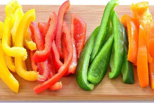 yellow, red, green and orange sliced peppers  best meal delivery